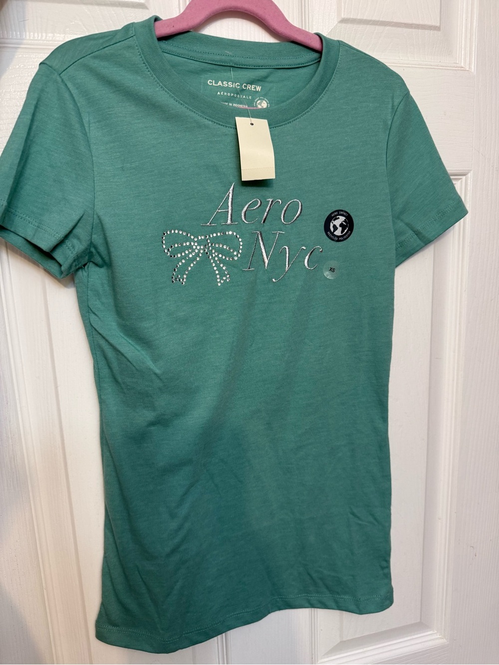 Aero NYC Women's Classic Crew Teal Logo Tee
